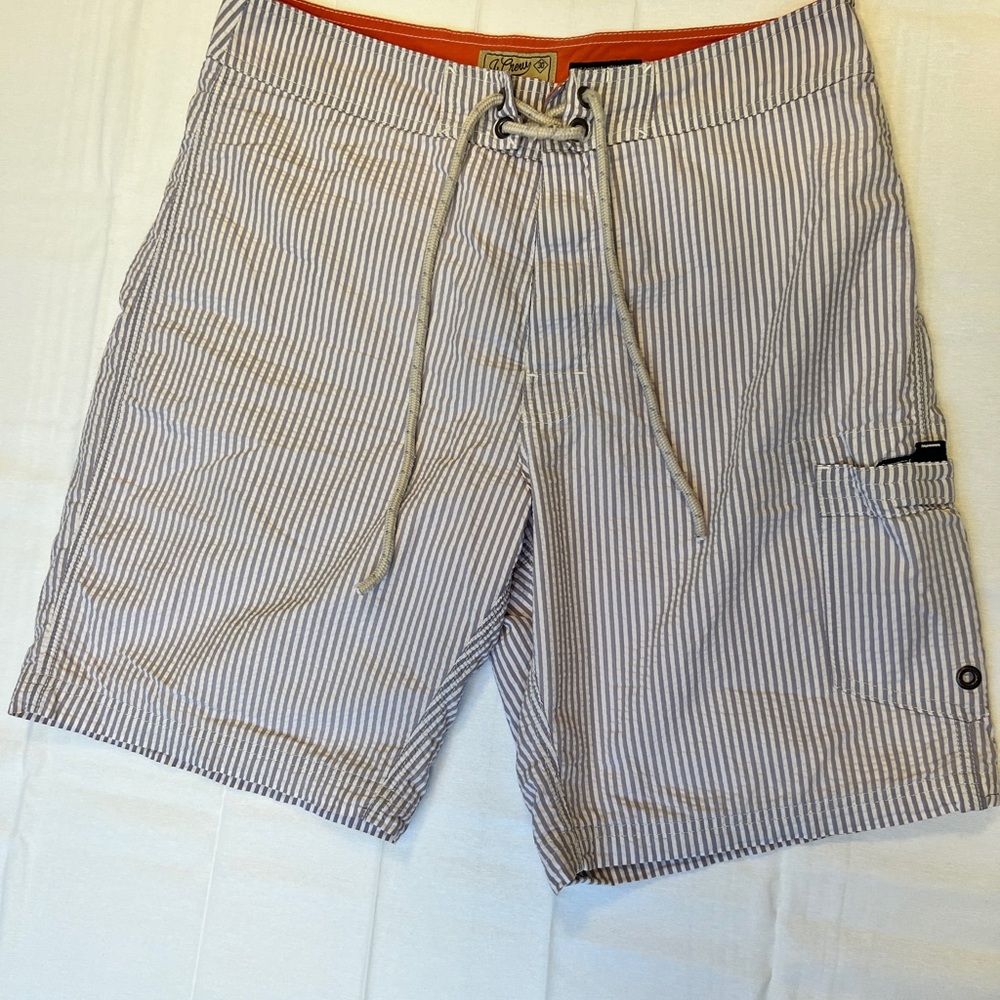 J. Crew Blue and White Striped Board Shorts - Picture 3 of 9